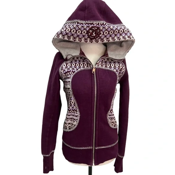 ❤️SOLD❤️Lululemon Special Edition Purple Fair Isle Print Scuba Hoodie Size 6 - Picture 4 of 12